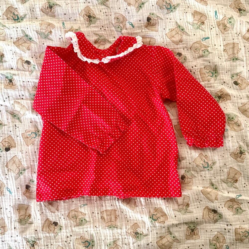 By Thomas | Vintage Red Polka Dot Girls Blouse